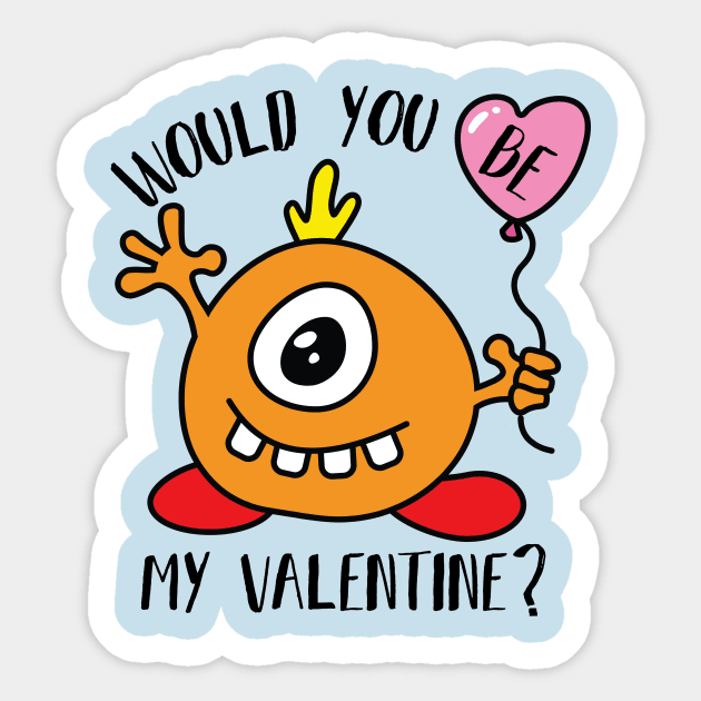 Would You Be My Valentine Cute Monster Sticker by Pixel On Fire